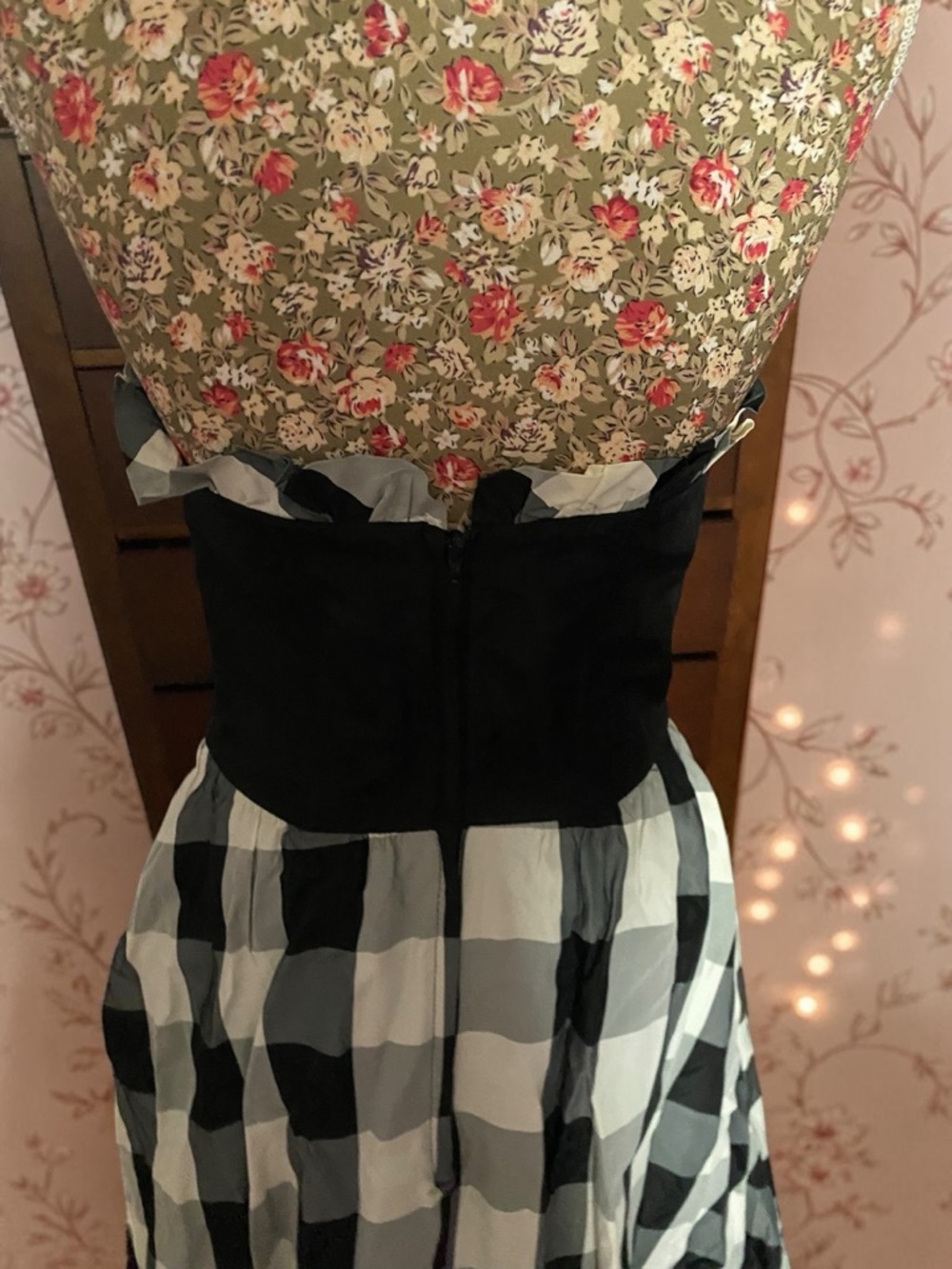 Gunne Sax Black & White Check Gown - Picture 4 of 7